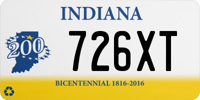 IN license plate 726XT