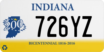 IN license plate 726YZ