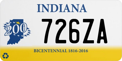 IN license plate 726ZA