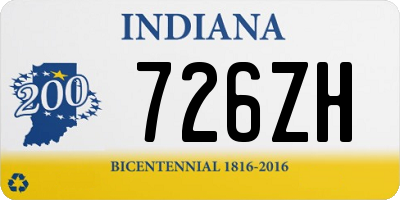 IN license plate 726ZH