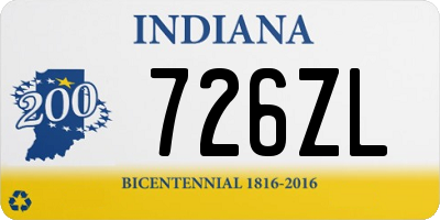 IN license plate 726ZL