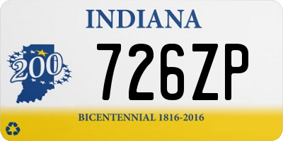 IN license plate 726ZP