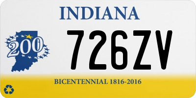 IN license plate 726ZV