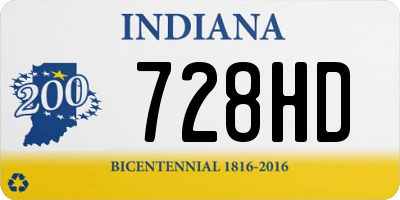 IN license plate 728HD