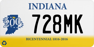 IN license plate 728MK