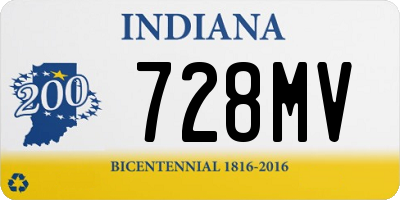 IN license plate 728MV