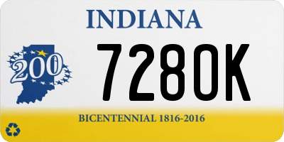 IN license plate 728OK