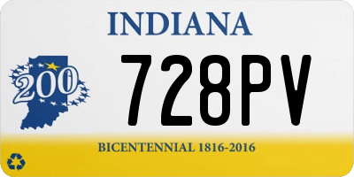 IN license plate 728PV