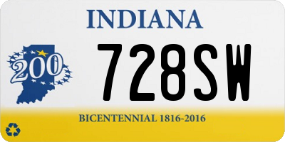 IN license plate 728SW