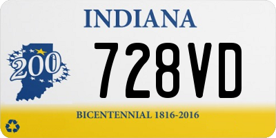 IN license plate 728VD