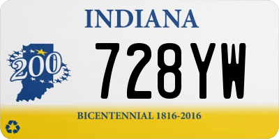 IN license plate 728YW