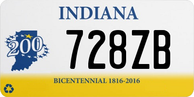 IN license plate 728ZB