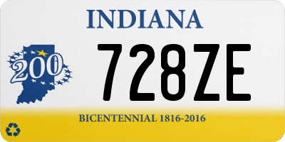 IN license plate 728ZE