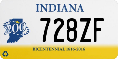 IN license plate 728ZF