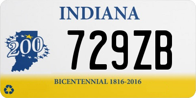 IN license plate 729ZB