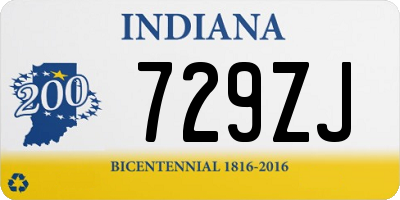 IN license plate 729ZJ