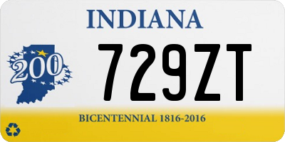 IN license plate 729ZT