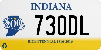 IN license plate 730DL