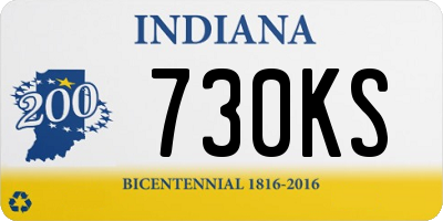 IN license plate 730KS