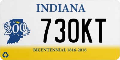 IN license plate 730KT