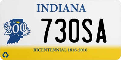 IN license plate 730SA