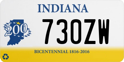 IN license plate 730ZW