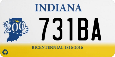 IN license plate 731BA