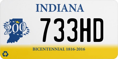 IN license plate 733HD