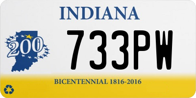 IN license plate 733PW