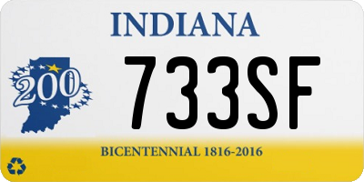 IN license plate 733SF