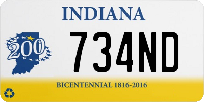 IN license plate 734ND