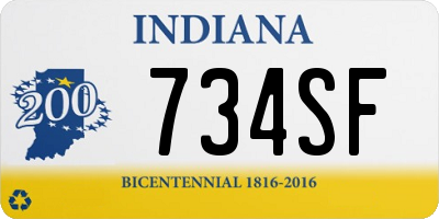 IN license plate 734SF