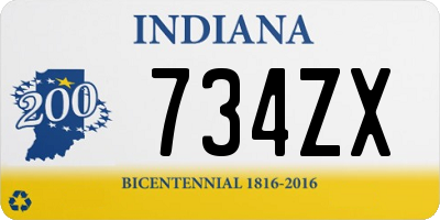 IN license plate 734ZX