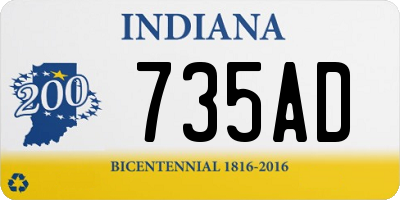 IN license plate 735AD
