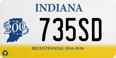 IN license plate 735SD