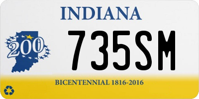 IN license plate 735SM