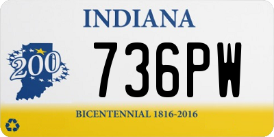 IN license plate 736PW