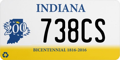 IN license plate 738CS