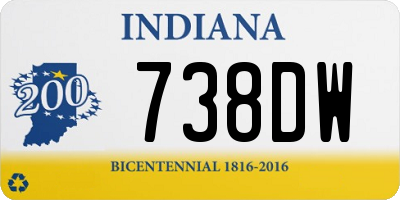 IN license plate 738DW