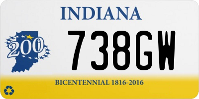 IN license plate 738GW