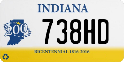 IN license plate 738HD