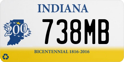 IN license plate 738MB