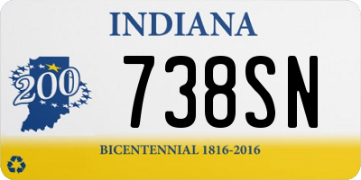 IN license plate 738SN