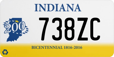 IN license plate 738ZC