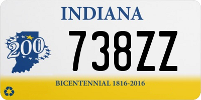 IN license plate 738ZZ