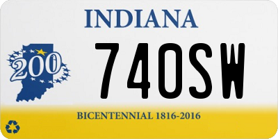 IN license plate 740SW