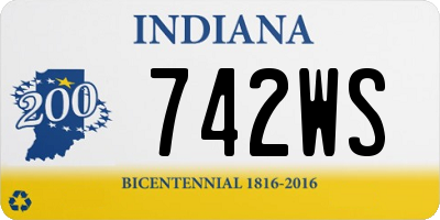 IN license plate 742WS