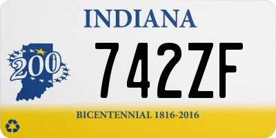 IN license plate 742ZF