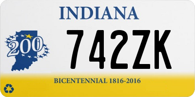 IN license plate 742ZK