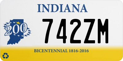 IN license plate 742ZM